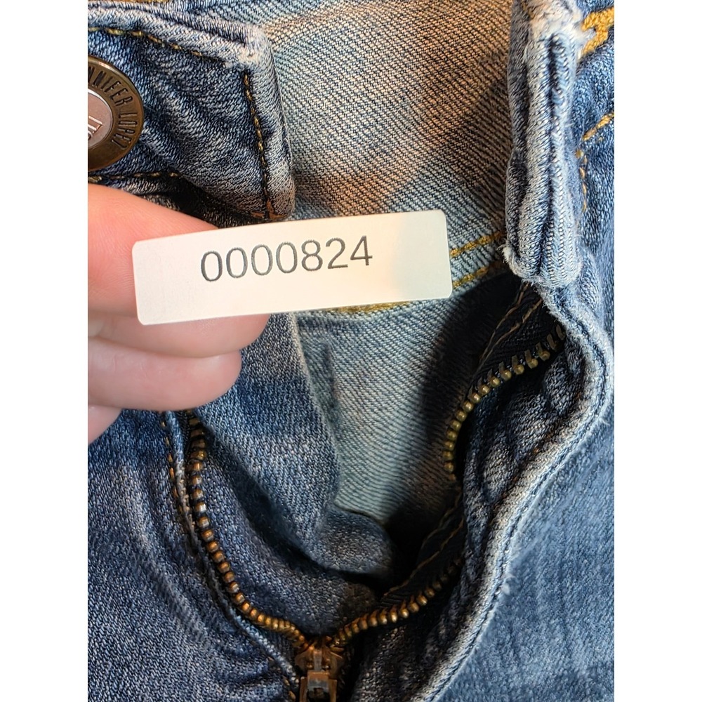 Jennifer Lopez Jeans Womens Straight Leg Blue Medium Wash Distressed Size 16 Y2K - Picture 6 of 9